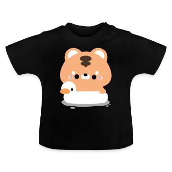 Tiger Swimming - Baby Organic T-Shirt with Round Neck - black - Front