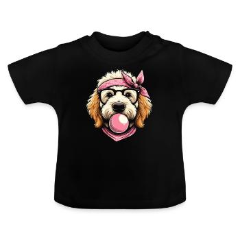 Bernedoodle Chien Chewing Gum - T-shirt bio col rond Bébé - noir - Devant
