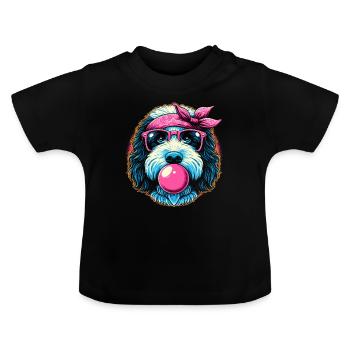 Bernedoodle Chien Chewing Gum - T-shirt bio col rond Bébé - noir - Devant