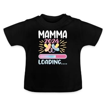 Super Mamma 2024 Loading - Baby Organic T-Shirt with Round Neck - black - Front