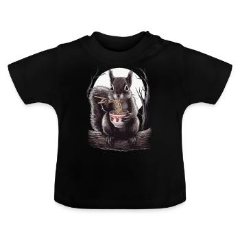 Eichhörnchen - Baby Bio-T-Shirt mit Rundhals - Schwarz - Vorne