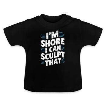 Sculpteurs de sable professionnels sur la plage du - T-shirt bio col rond Bébé - noir - Devant