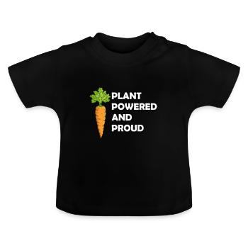 Plant-powered and proud - Baby Organic T-Shirt with Round Neck - black - Front