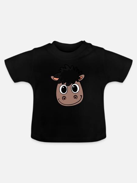 Pferd Kopf - Baby Bio-T-Shirt mit Rundhals - Schwarz