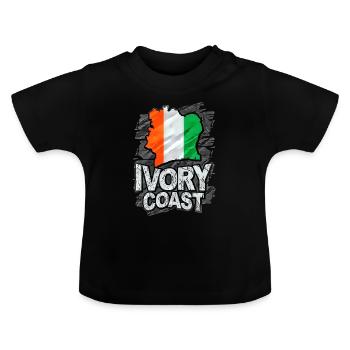 Ivory Coast - Baby Organic T-Shirt with Round Neck - black - Front