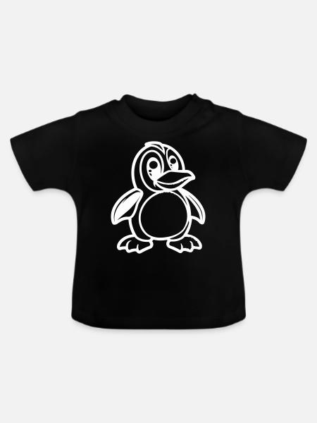 pinguin comic - Baby Bio-T-Shirt mit Rundhals - Schwarz