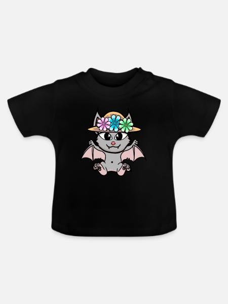 Halloween Fledermaus Fledermäuse Kinder Kind - Baby Bio-T-Shirt mit Rundhals - Schwarz