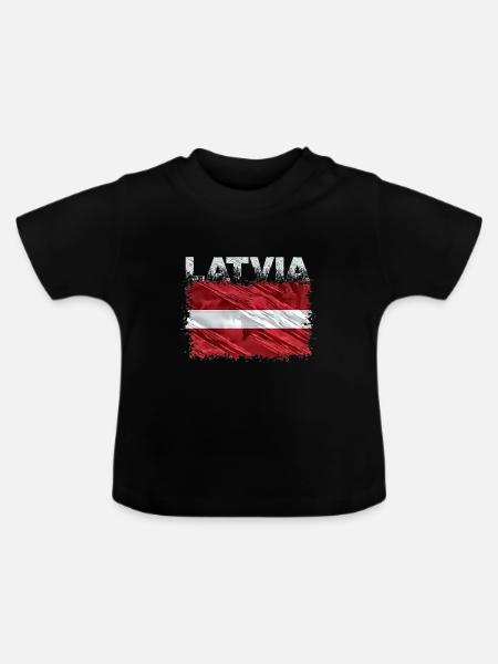 Lettland - Baby Bio-T-Shirt mit Rundhals - Schwarz