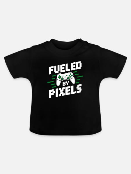 Fueled By Pixels Gameing Design - Baby Bio-T-Shirt mit Rundhals - Schwarz
