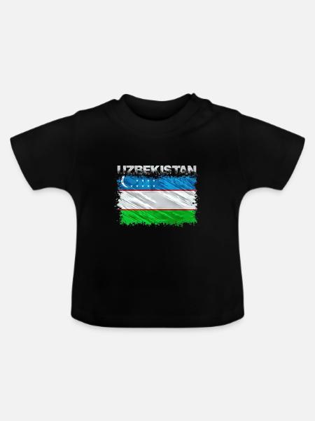 Usbekistan - Baby Bio-T-Shirt mit Rundhals - Schwarz