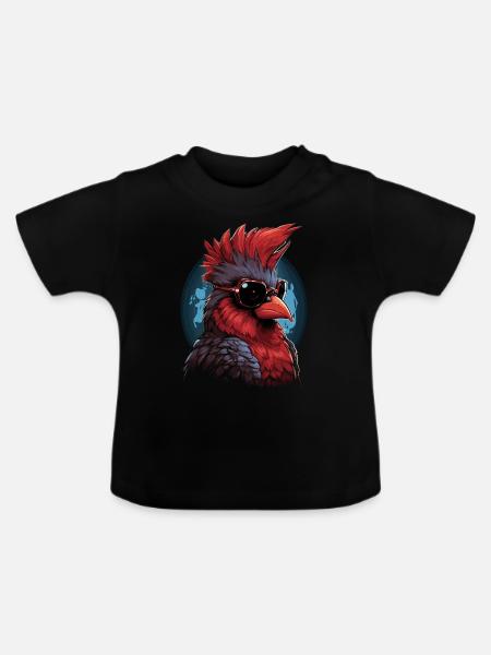 Kardinal Vogel Rotkardinal - Baby Bio-T-Shirt mit Rundhals - Schwarz