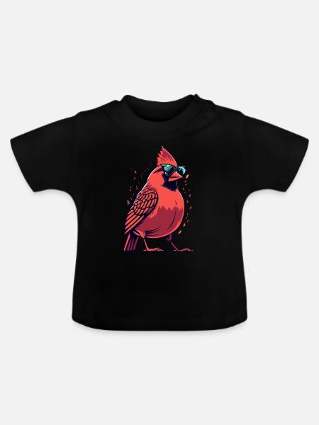 Kardinal Vogel Rotkardinal - Baby Bio-T-Shirt mit Rundhals - Schwarz