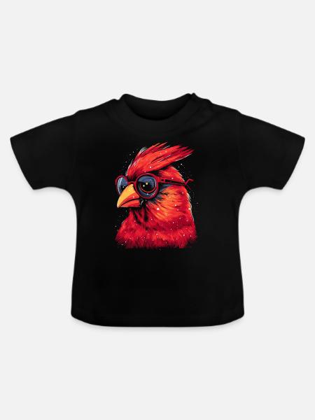 Rotkardinal Kardinal Vogel - Baby Bio-T-Shirt mit Rundhals - Schwarz