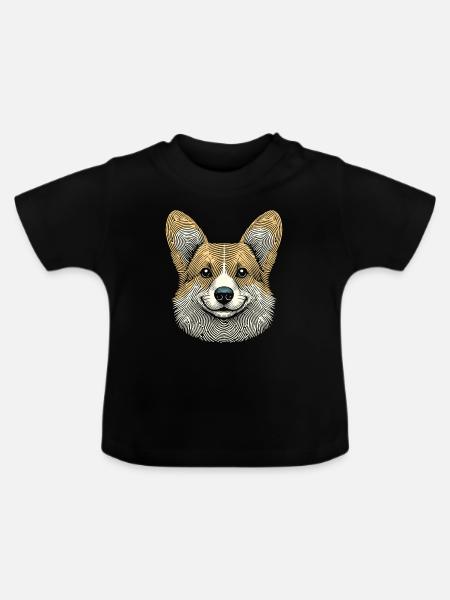 Corgi Fingerabdruck - Baby Bio-T-Shirt mit Rundhals - Schwarz