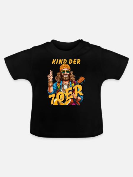 MANN KIND DER 70er - Baby Bio-T-Shirt mit Rundhals - Schwarz