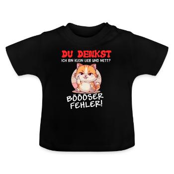 Katze Tshirt Kinder Frauen Witzig Klein Sarkasmus - Baby Bio-T-Shirt mit Rundhals - Schwarz - Vorne