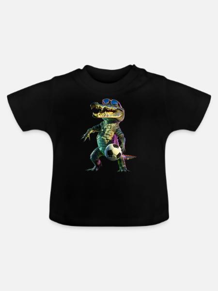 Krokodil - Baby Bio-T-Shirt mit Rundhals - Schwarz