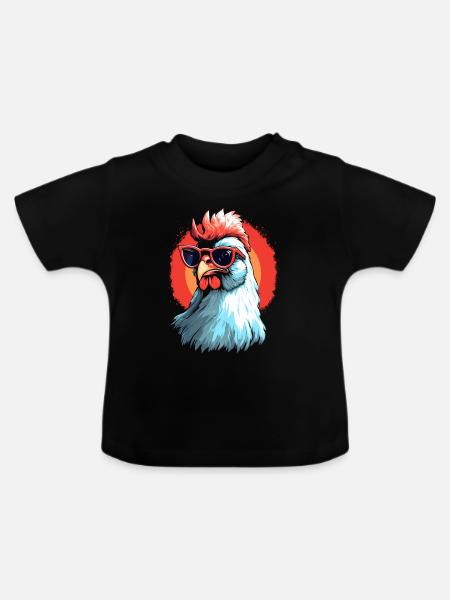 Chicken Sonnenbrille - Baby Bio-T-Shirt mit Rundhals - Schwarz