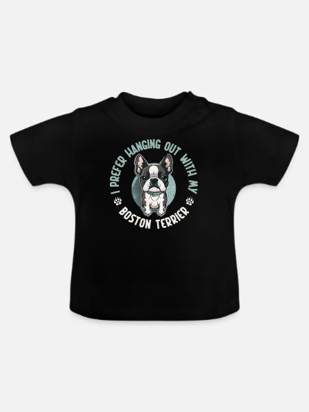 Boston Terrier Gifts - Baby Bio-T-Shirt mit Rundhals - Schwarz