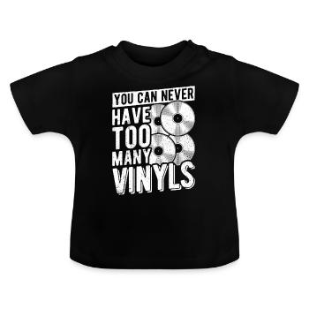 On n’a jamais trop de vinyles fan pop rock mu - T-shirt bio col rond Bébé - noir - Devant
