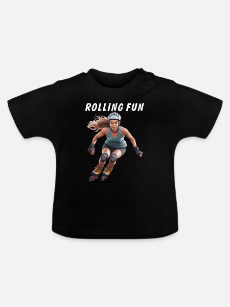 FRAU ROLLSCHUHE ROLLING FUN - Baby Bio-T-Shirt mit Rundhals - Schwarz
