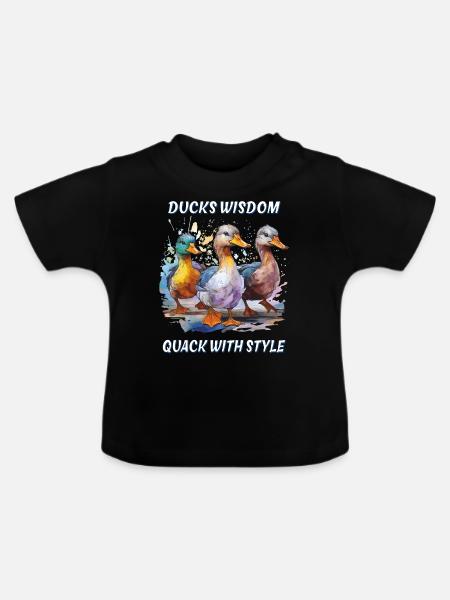 DUCKS WISDOM QUACK WITH STYLE - Baby Bio-T-Shirt mit Rundhals - Schwarz