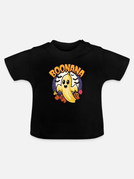 Halloween Boonana Halloween Geist - Baby Bio-T-Shirt mit Rundhals - Schwarz