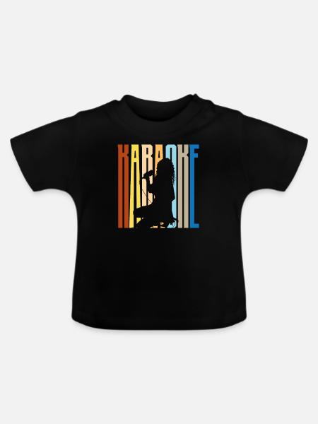 Karaoke Sänger Silhouette Retro - Baby Bio-T-Shirt mit Rundhals - Schwarz