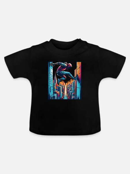 Parkour - Baby Bio-T-Shirt mit Rundhals - Schwarz