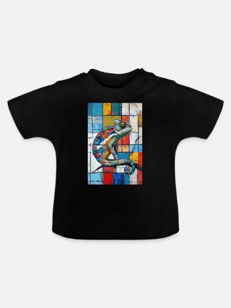 Chamäleon - Baby Bio-T-Shirt mit Rundhals - Schwarz