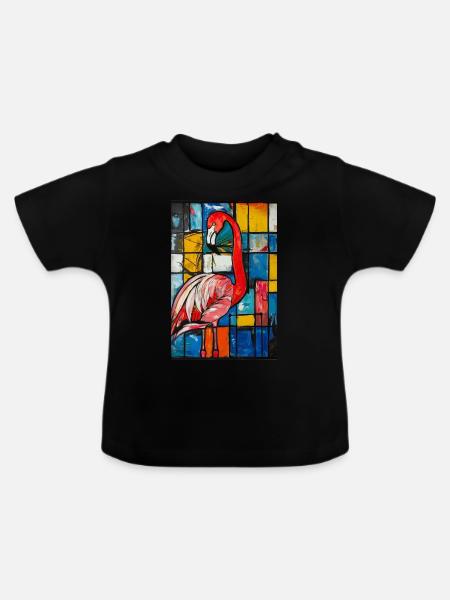 Flamingo - Baby Bio-T-Shirt mit Rundhals - Schwarz