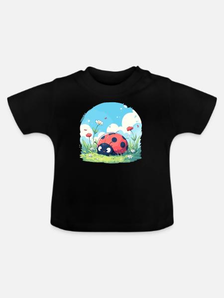 Ladybug Marienkäfer - Baby Bio-T-Shirt mit Rundhals - Schwarz