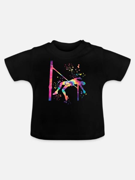 Hochspringer Wasserfarben Hochsprung - Baby Bio-T-Shirt mit Rundhals - Schwarz