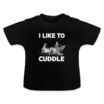I like to cuddle kitty - Baby Organic T-Shirt with Round Neck - black - Front