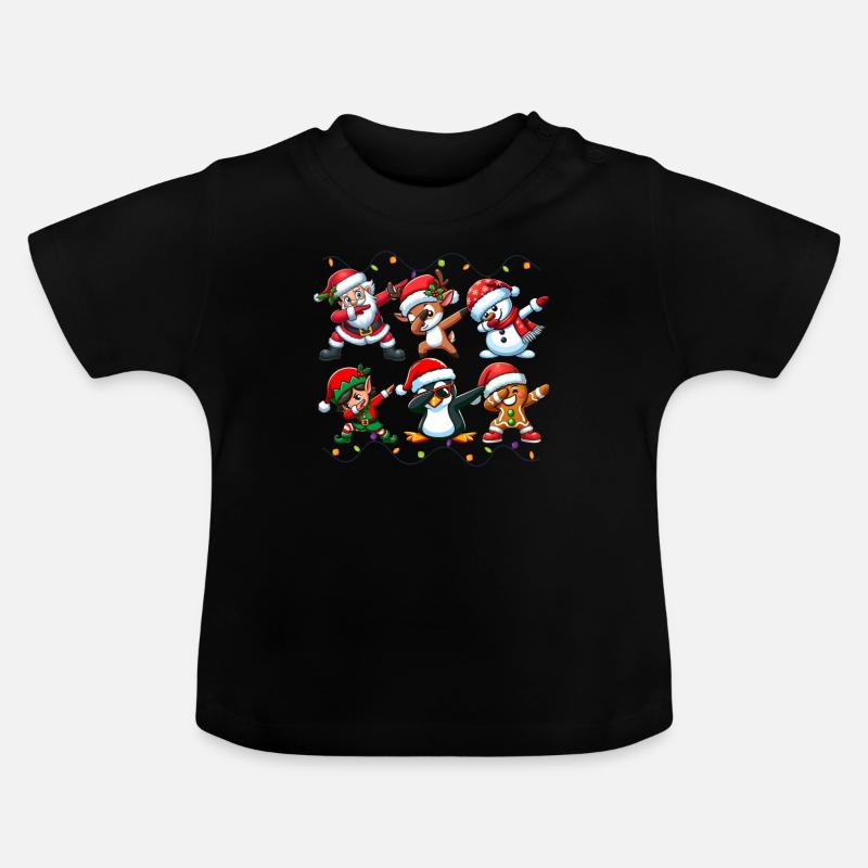 Dabbing Père Noël Elfe Équipe de Noël Garçons Filles - T-shirt bio col rond Bébé - noir
