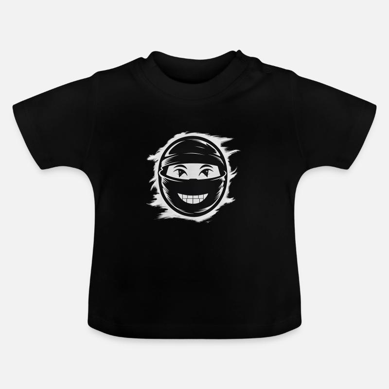 Visage de ninja - T-shirt bio col rond Bébé - noir