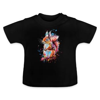 Squirrel - Baby Organic T-Shirt with Round Neck - black - Front