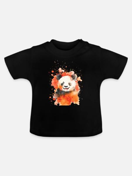 Panda - Baby Bio-T-Shirt mit Rundhals - Schwarz