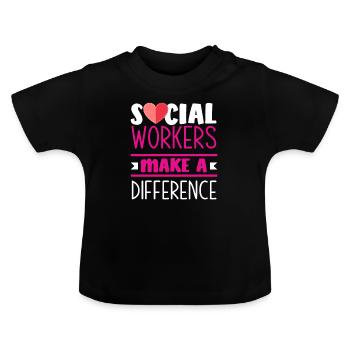 Sozialarbeiter Machen Einen Unterschied - Baby Bio-T-Shirt mit Rundhals - Schwarz - Vorne