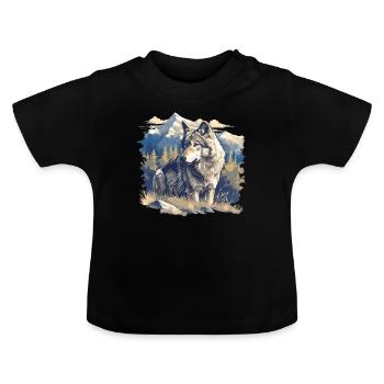 Loups Loup - T-shirt bio col rond Bébé - noir - Devant