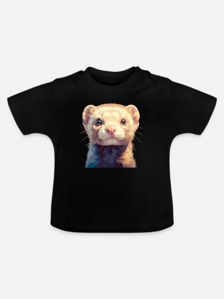 Ferret Frettchen - Baby Bio-T-Shirt mit Rundhals - Schwarz