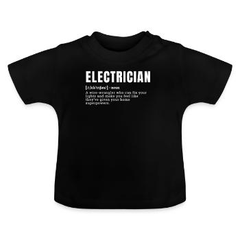Funny Electrician Dictionary Definition Lights Occ - Baby Bio-T-Shirt mit Rundhals - Schwarz - Vorne