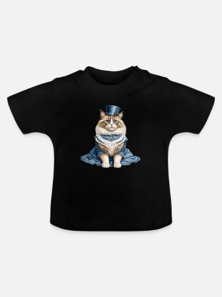 Schöne Katzendame - Baby Bio-T-Shirt mit Rundhals - Schwarz