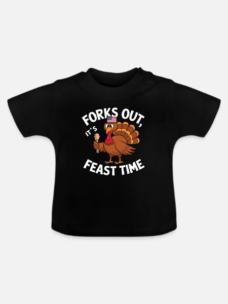 Lustiger Thanksgiving Truthahn - Baby Bio-T-Shirt mit Rundhals - Schwarz