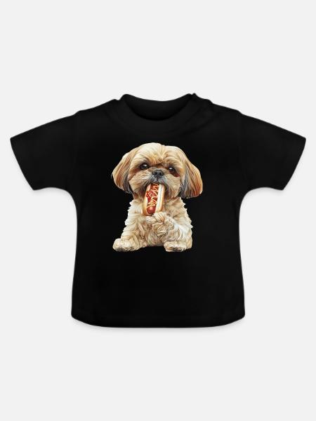 Shih Tzu - Baby Bio-T-Shirt mit Rundhals - Schwarz