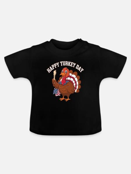 Lustiger Thanksgiving Truthahn - Baby Bio-T-Shirt mit Rundhals - Schwarz