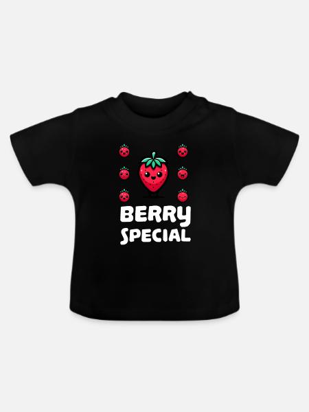 Berry Special Erdbeere - Baby Bio-T-Shirt mit Rundhals - Schwarz