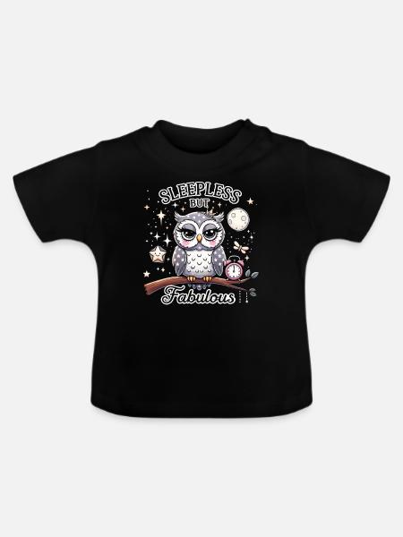 Schlaflos, aber fabelhaft - Baby Bio-T-Shirt mit Rundhals - Schwarz