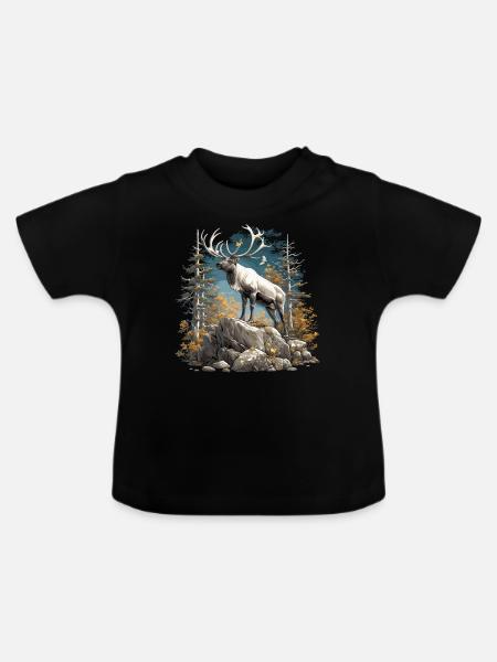 Caribou Karibus Karibu - Baby Bio-T-Shirt mit Rundhals - Schwarz