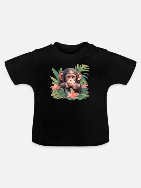 Chimpanzee Schimpansen Schimpanse - Baby Bio-T-Shirt mit Rundhals - Schwarz